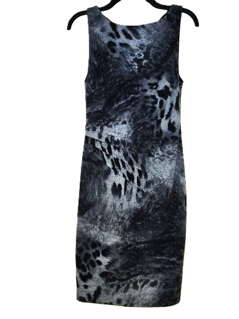 Vintage Y2K Cache SL Black White Animal Leopard Print Sheath Dress USA Made  sz6